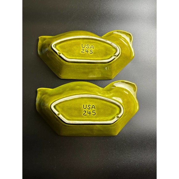 McCoy USA Chicken Plates #245 Vintage Green Hen Serving Dish Platters Set Of 2 - Picture 3 of 12